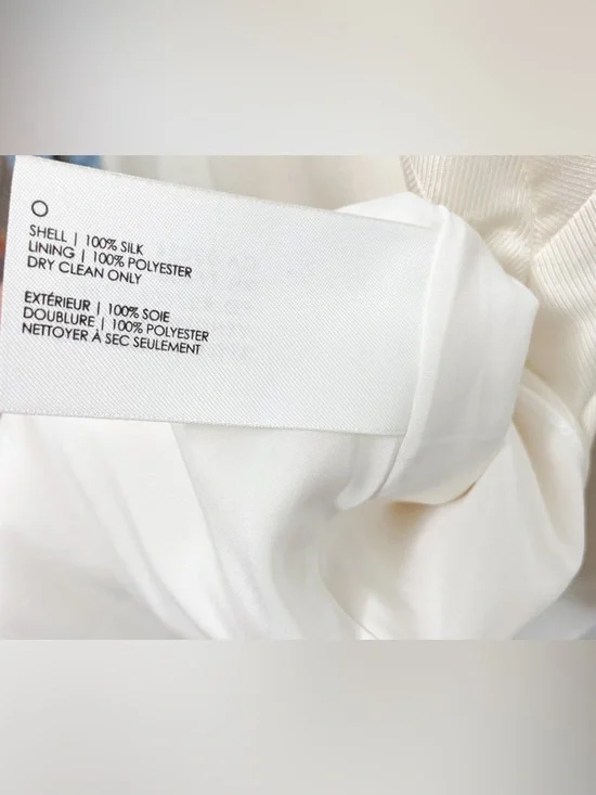 Club Monaco Romantic Silk Ivory Knee-Length Dress with Shoulder Ties - Picture 4 of 4